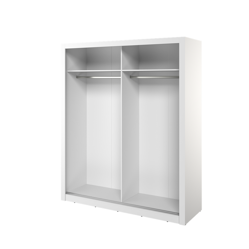 Kleiderschrank , -28 Schwebetürenschrank mit Spiegel. Breite 180 cm. Farbe Weiß Matt