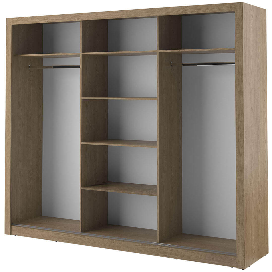 Kleiderschrank A-02, Schwebetürenschrank mit Spiegel. Breite 250 cm. Farbe wählbar