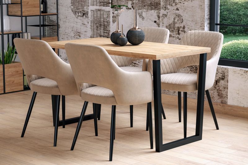 Essgruppe A59, Tischgruppe, Esszimmer Set , Esstisch mit 4 Stühlen-Farbe wählbar