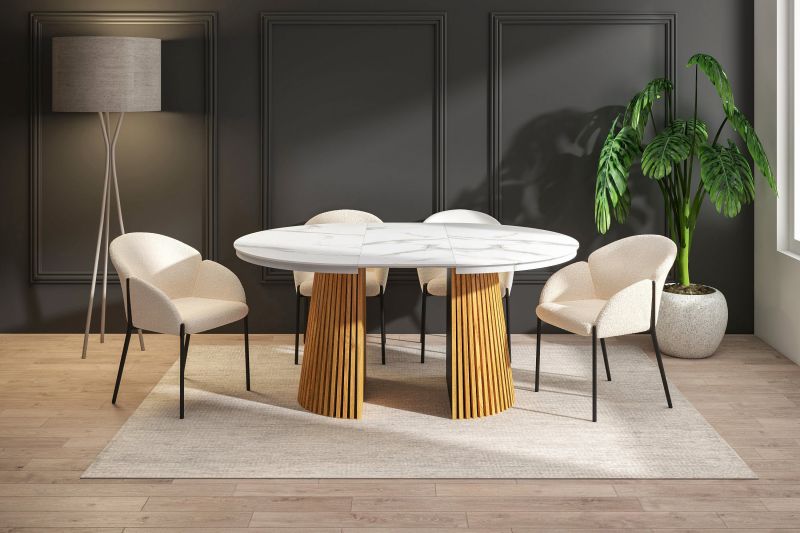 Essgruppe A98-4, Esszimmer Set , Esstisch (Ausziehbar) mit 4 Stühlen