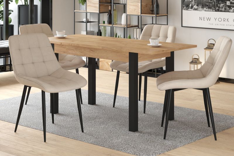 Essgruppe A47, Esszimmer Set , Esstisch (Ausziehbar) mit 4 Stühlen - Farbe wählbar