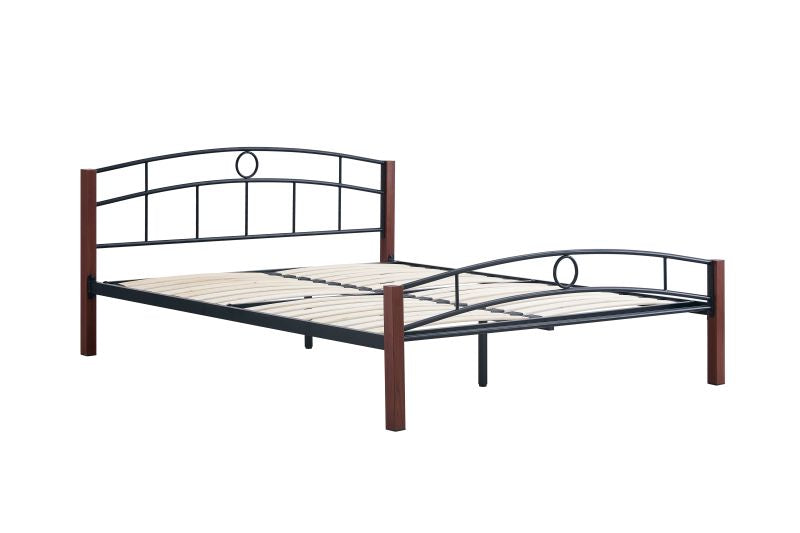 Metal-/Holzbetten LM1, Schlaffläche wählbar. Farbe Schwarz/Braun
