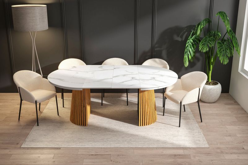 Essgruppe A98-5, Esszimmer Set , Esstisch (Ausziehbar) mit 5 Stühlen