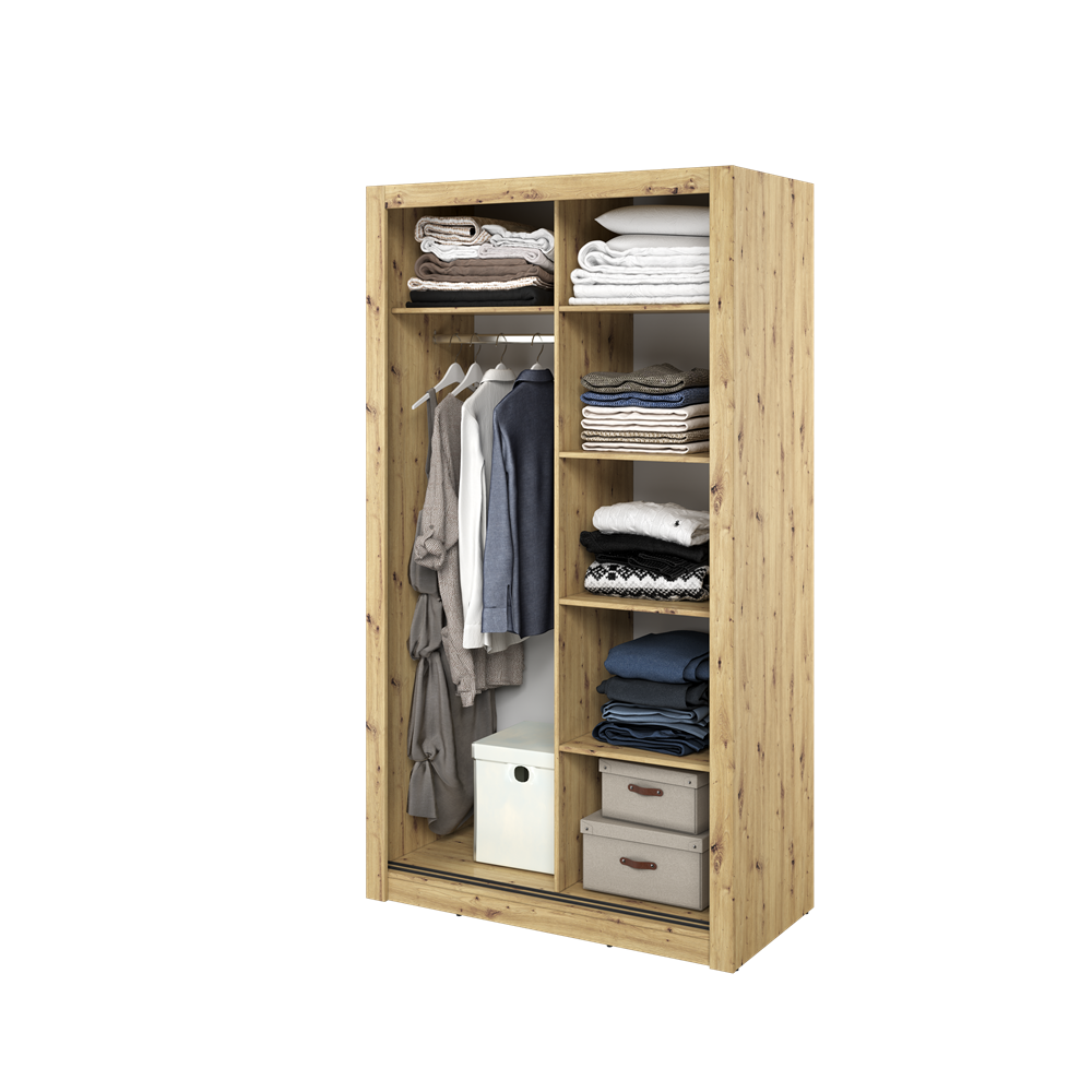 Kleiderschrank A-19, Schwebetürenschrank mit Spiegel. Breite 120 cm. Farbe wählbar