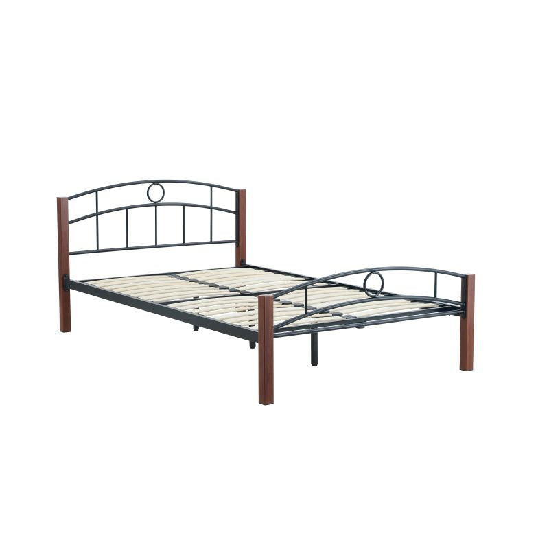 Metal-/Holzbetten LM1, Schlaffläche wählbar. Farbe Schwarz/Braun