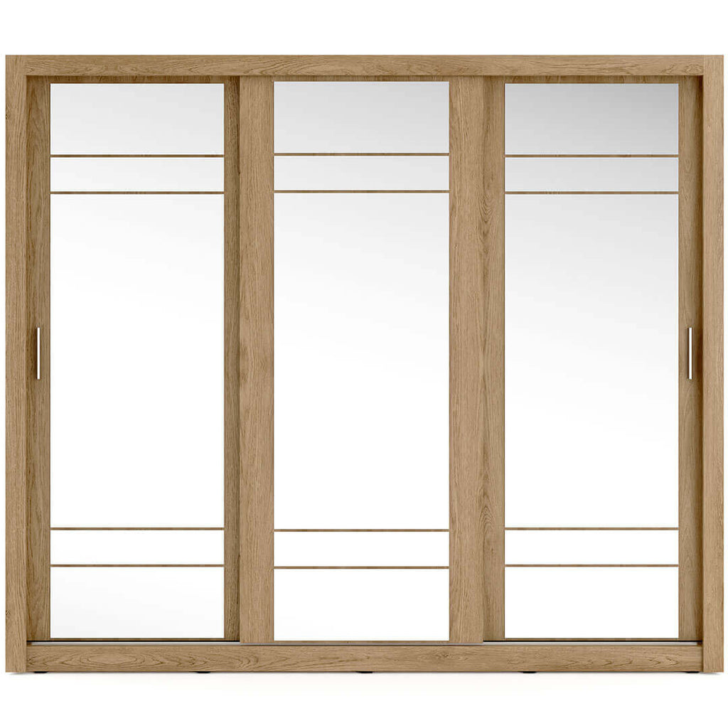 Kleiderschrank A-02, Schwebetürenschrank mit Spiegel. Breite 250 cm. Farbe wählbar
