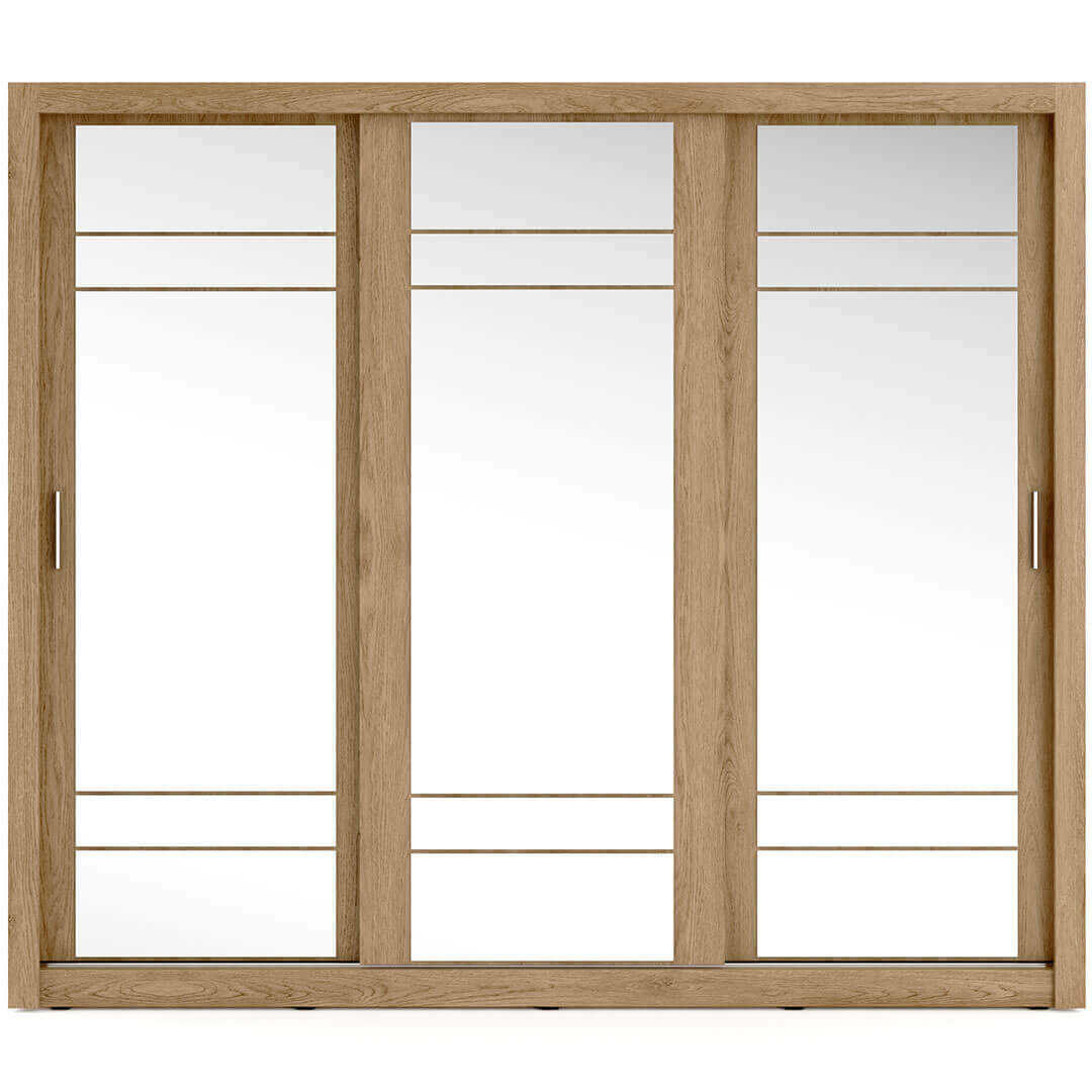 Kleiderschrank A-02, Schwebetürenschrank mit Spiegel. Breite 250 cm. Farbe wählbar