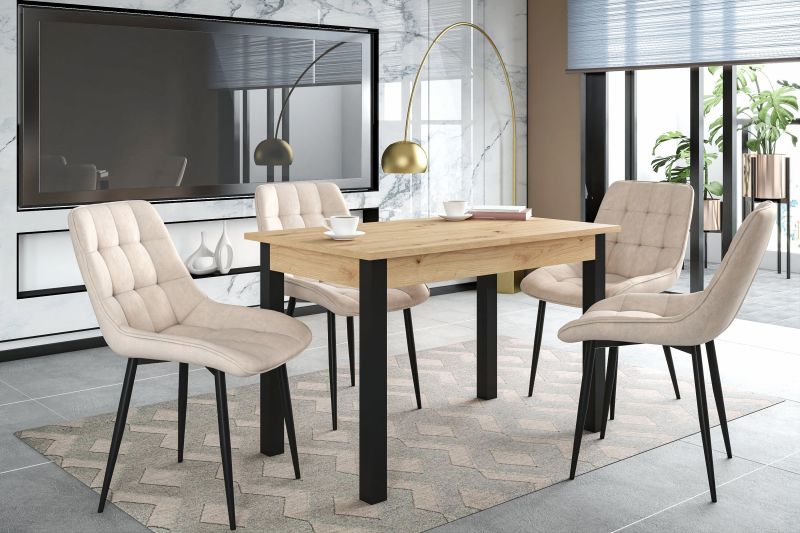 Essgruppe A76, Esszimmer Set , Esstisch (Ausziehbar) mit 4 Stühlen - Farbe wählbar