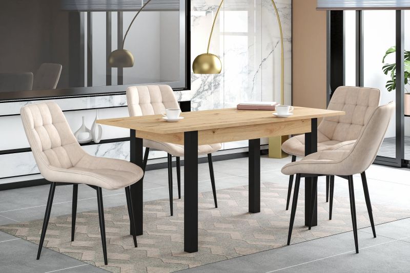 Essgruppe A76, Esszimmer Set , Esstisch (Ausziehbar) mit 4 Stühlen - Farbe wählbar