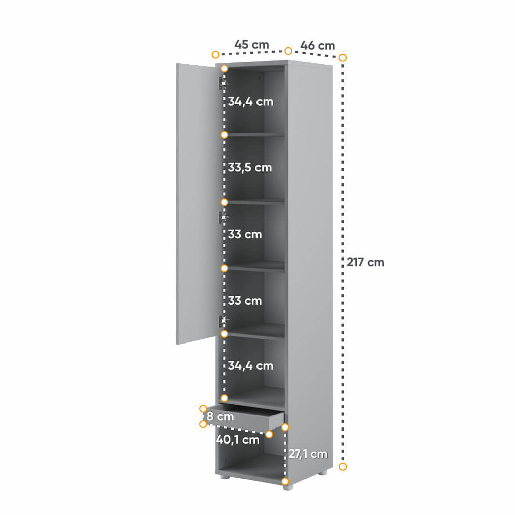 Schrankbett C0178 mit Seitenschränke, Schlaffläche 140x200cm, Farbe wählbar