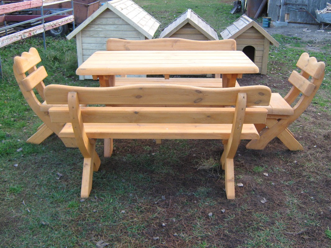 Gartenmöbel 140, Holzgartenmöbel, Tisch 140cm + 2 x Bank + 2 x Stuhl