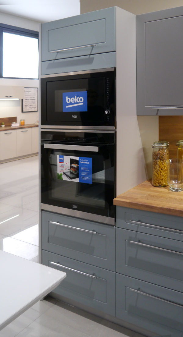 Küchenzeile QU1, L-Form 370x260cm, mit Arbeitsplatte,  Front Farbe Matt, Soft Close System, Farbe wählbar