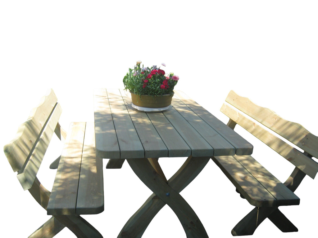 Gartenmöbel OI, Holzgartenmöbel, Tisch 180cm + 2 x Bank