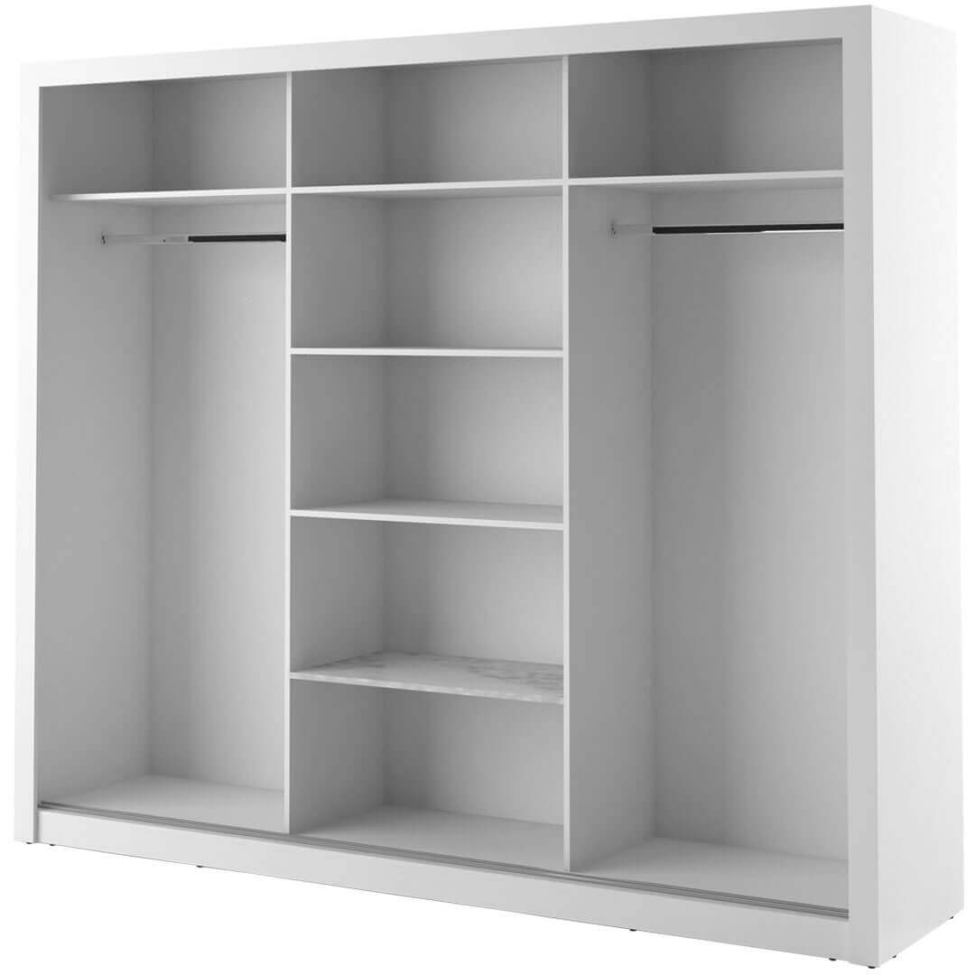 Kleiderschrank A-02, Schwebetürenschrank mit Spiegel. Breite 250 cm. Farbe wählbar