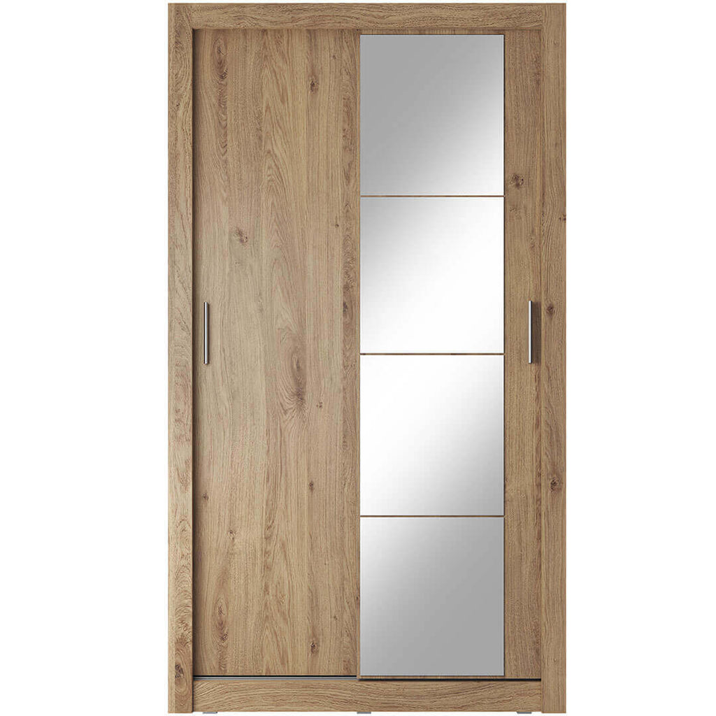 Kleiderschrank A-06, Schwebetürenschrank mit Spiegel. Breite 120cm. Farbe wählbar
