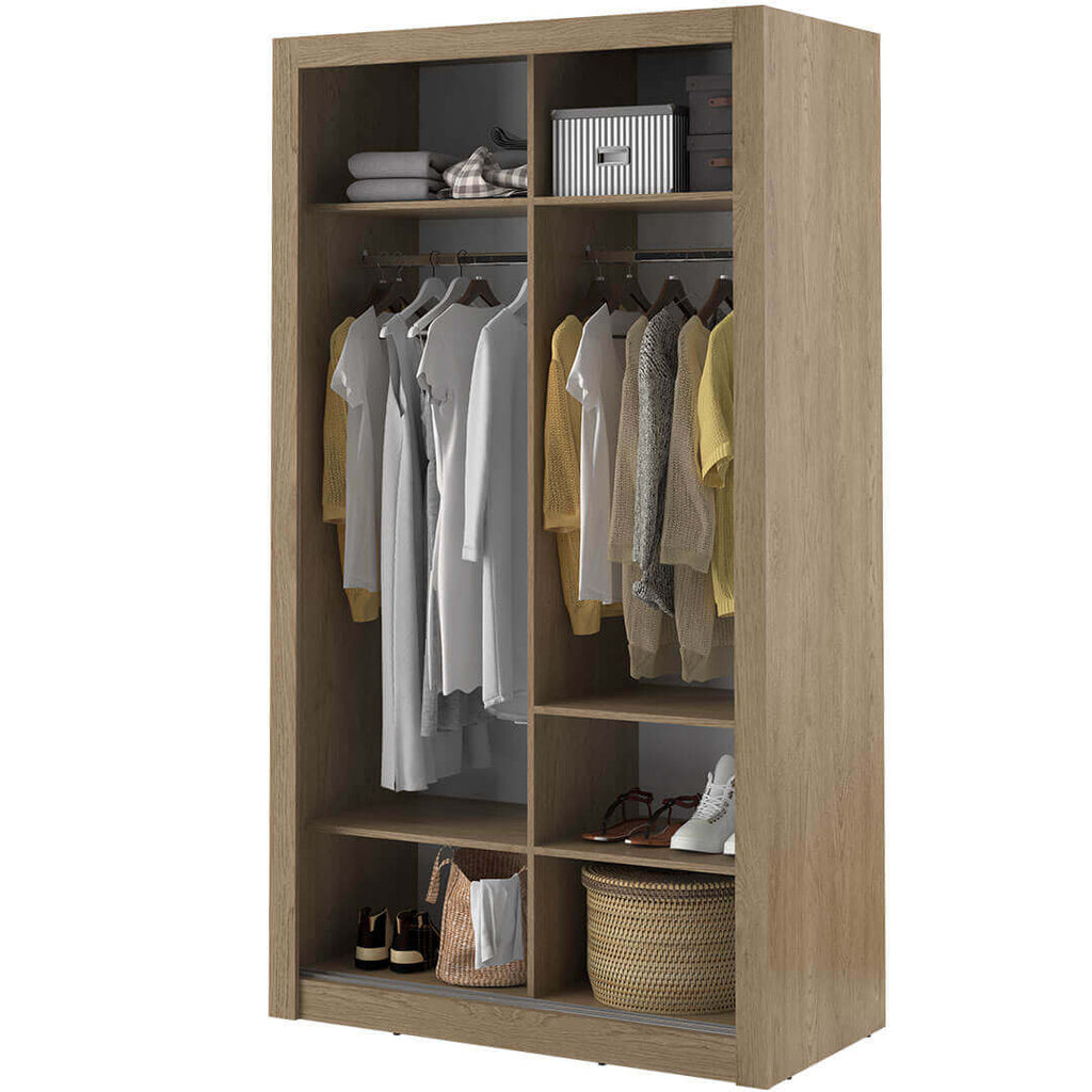 Kleiderschrank A-06, Schwebetürenschrank mit Spiegel. Breite 120cm. Farbe wählbar