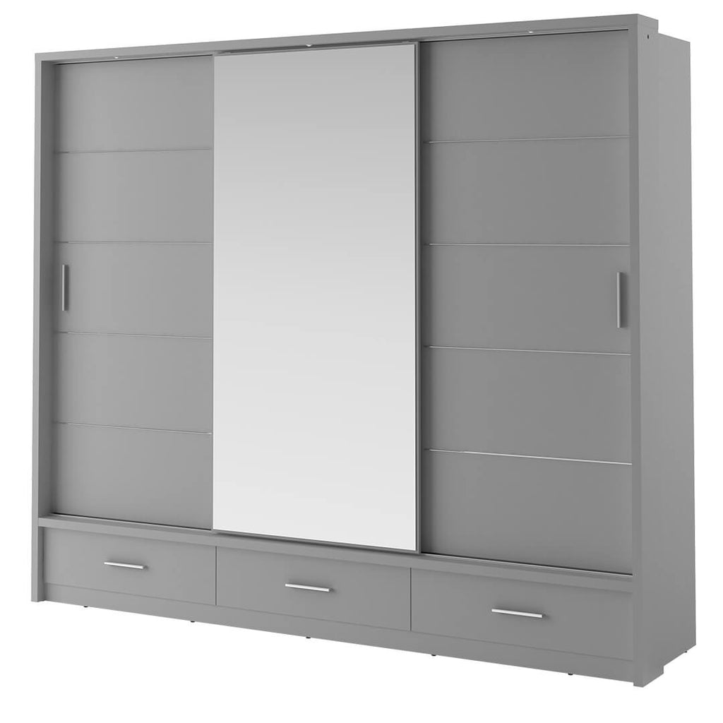 Kleiderschrank A-01, mit Spiegel, LED-Beleuchtung und Schubladen. Farbe wählbar