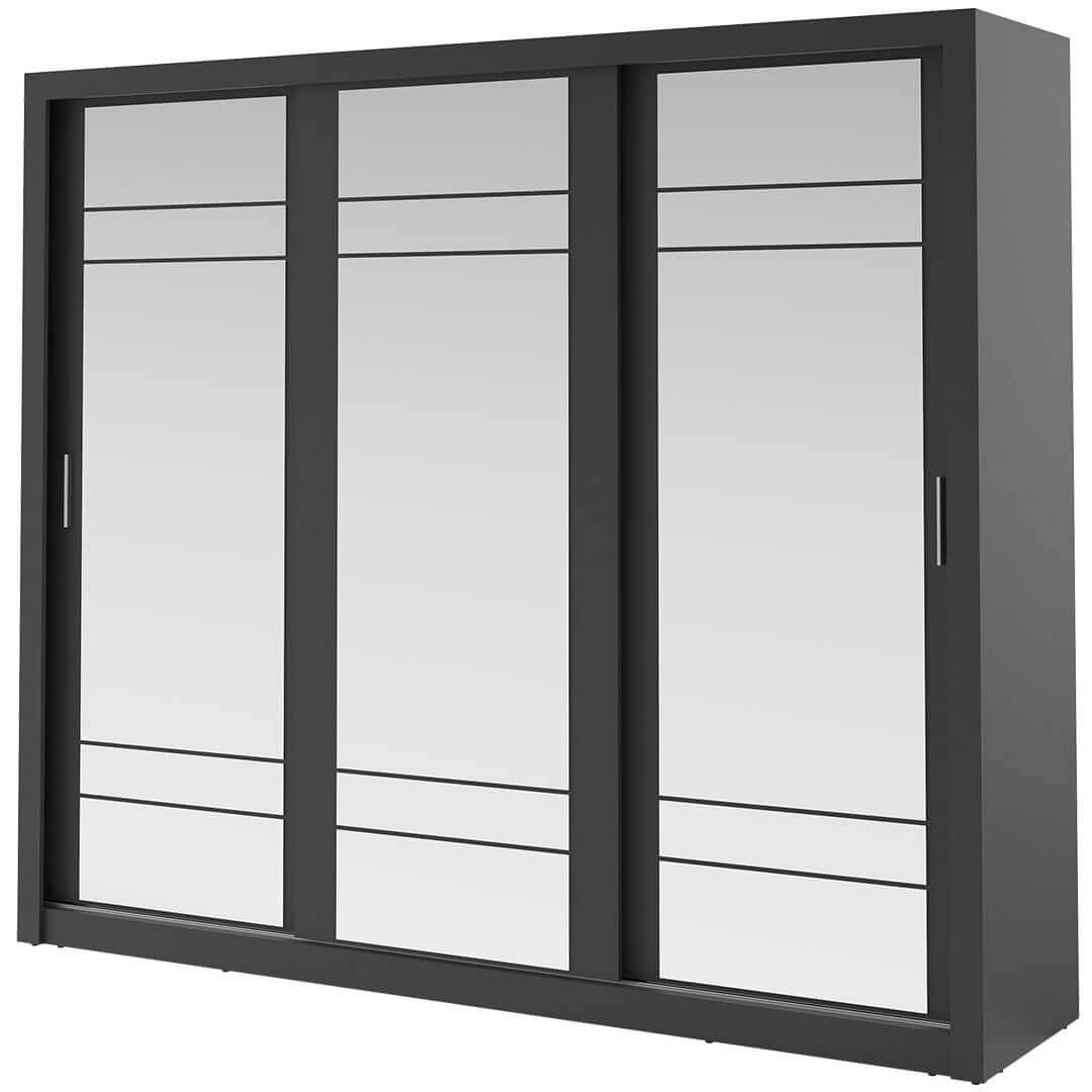 Kleiderschrank A-02, Schwebetürenschrank mit Spiegel. Breite 250 cm. Farbe wählbar