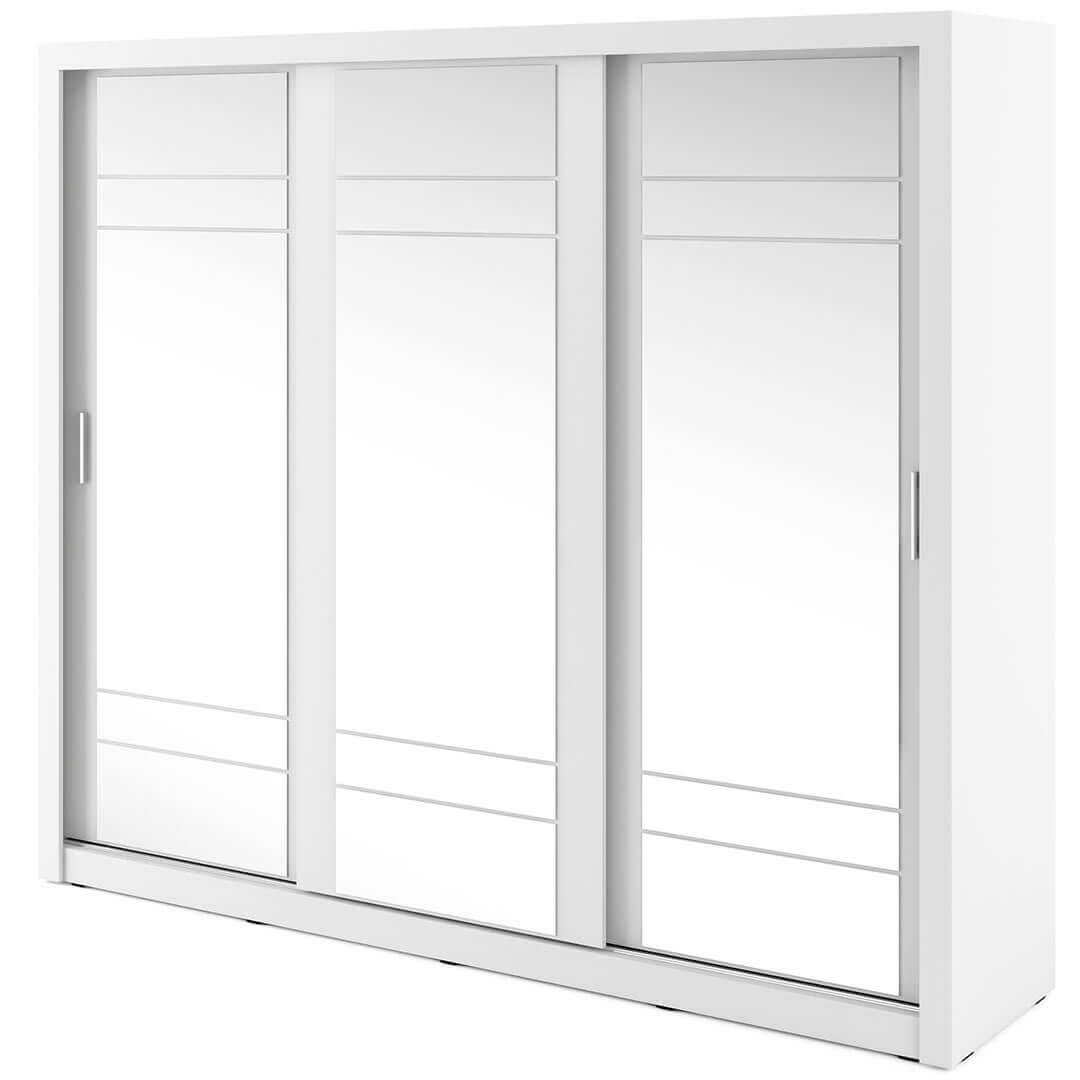 Kleiderschrank A-02, Schwebetürenschrank mit Spiegel. Breite 250 cm. Farbe wählbar