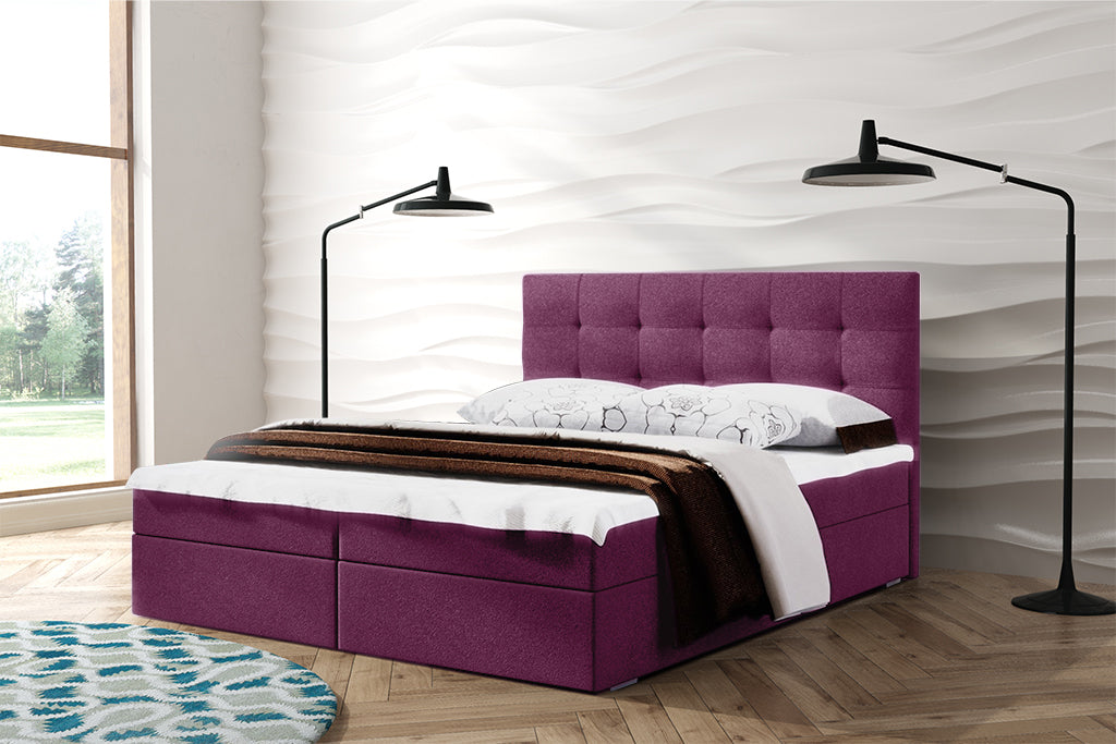 Boxspringbett T52C , mit zwei Bettkasten , Topper, Farbe und Große wählbar