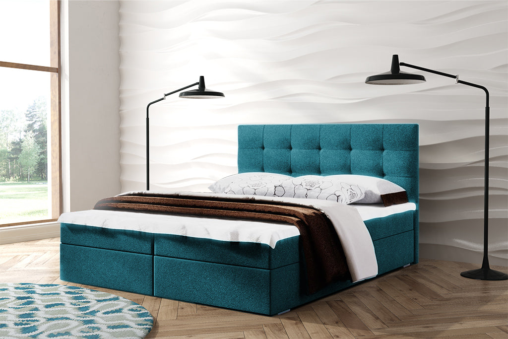 Boxspringbett T52C , mit zwei Bettkasten , Topper, Farbe und Große wählbar