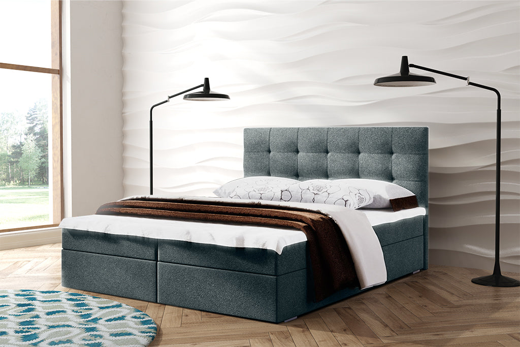 Boxspringbett T52C , mit zwei Bettkasten , Topper, Farbe und Große wählbar