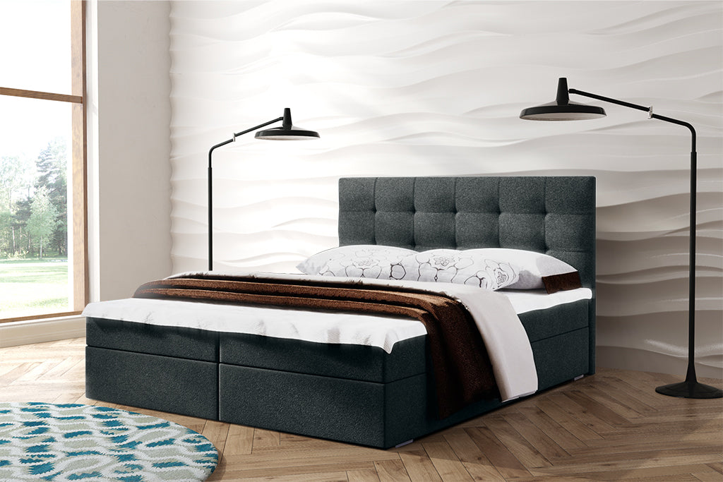 Boxspringbett T52C , mit zwei Bettkasten , Topper, Farbe und Große wählbar