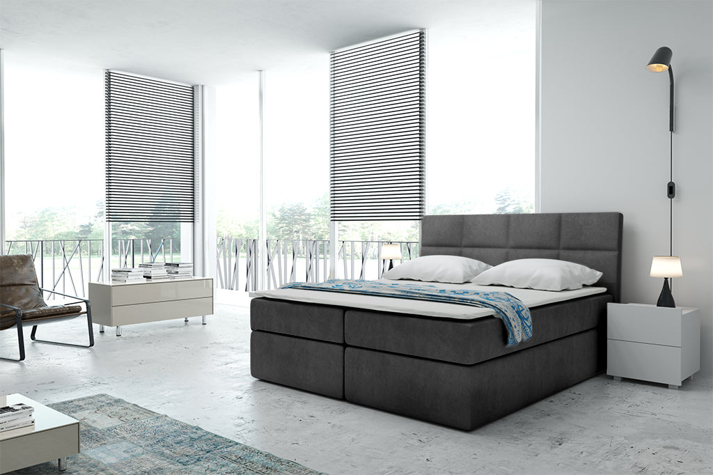 Boxspringbett T57 , mit zwei Bettkasten , Topper, Farbe und Große wählbar