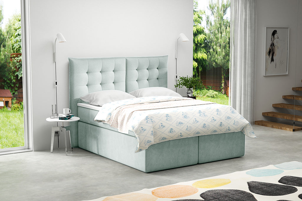 Boxspringbett T54 , mit zwei Bettkasten , Topper, Farbe und Große wählbar