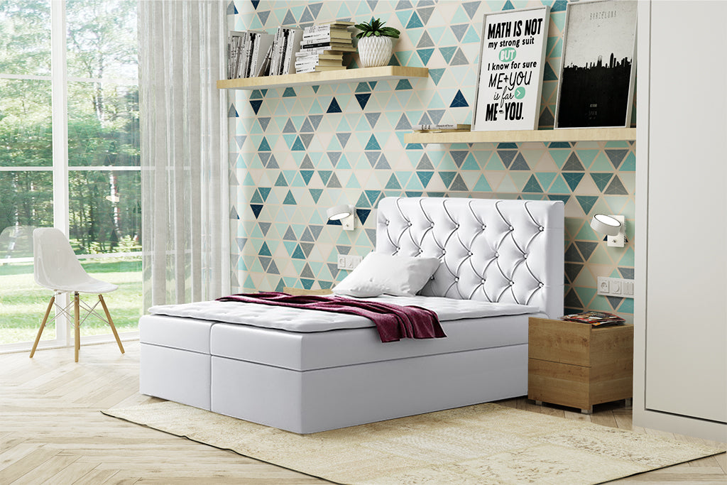 Boxspringbett T56 , mit zwei Bettkasten , Topper, Farbe und Große wählbar