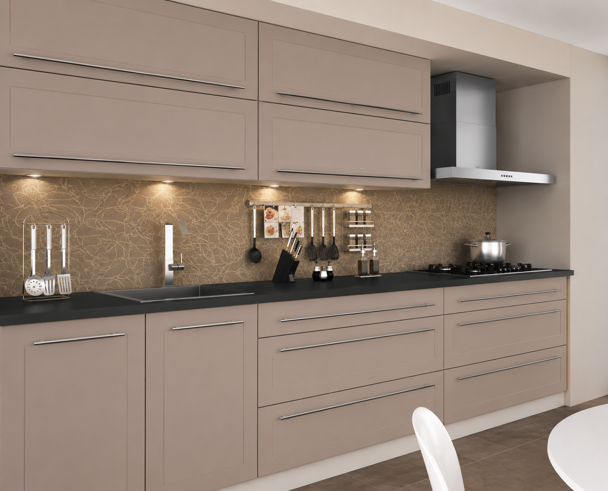 Küchenzeile QU3, 240 cm, mit Arbeitsplatte, Farbe Matt, Soft Close, Farbe wählbar
