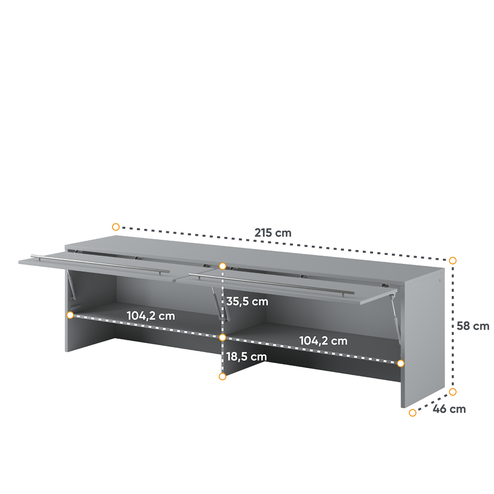 Schrankbett, C049 mit Aufsatzschrank, Schlaffläche 140x200cm, Farbe wählbar