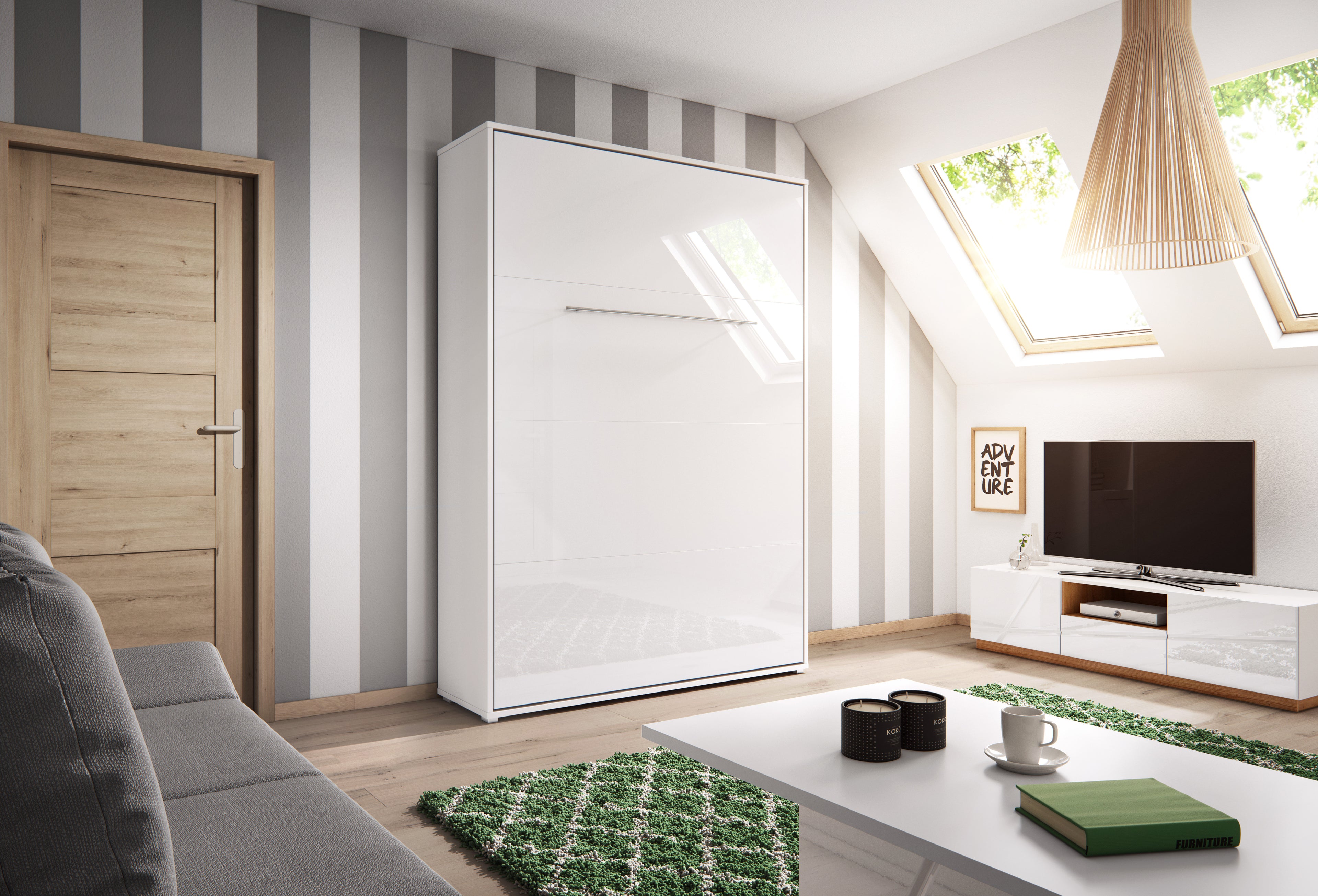 Schrankbett C03, Vertikal, Schlaffläche 90x200cm, Farbe wählbar