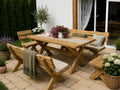 Gartenmöbel IM, Holzgartenmöbel, Tisch 180cm + 2 x Bank + 2 x Stuhl