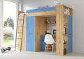 Etagenbett VER-L mit Leiter links, Kleiderschrank, Schreibtisch und viele Regale