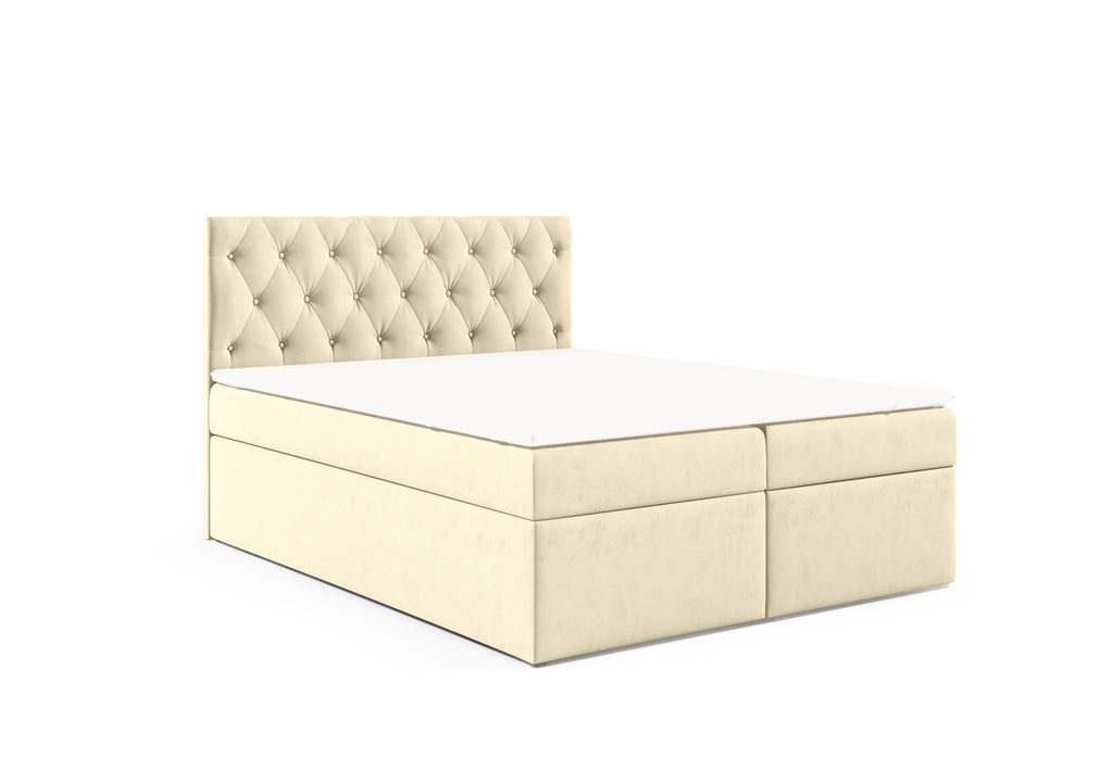 Boxspringbett T56 , mit zwei Bettkasten , Topper, Farbe und Große wählbar