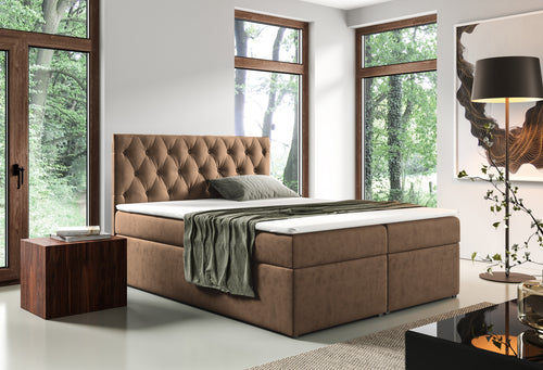 Boxspringbett T56 , mit zwei Bettkasten , Topper, Farbe und Große wählbar