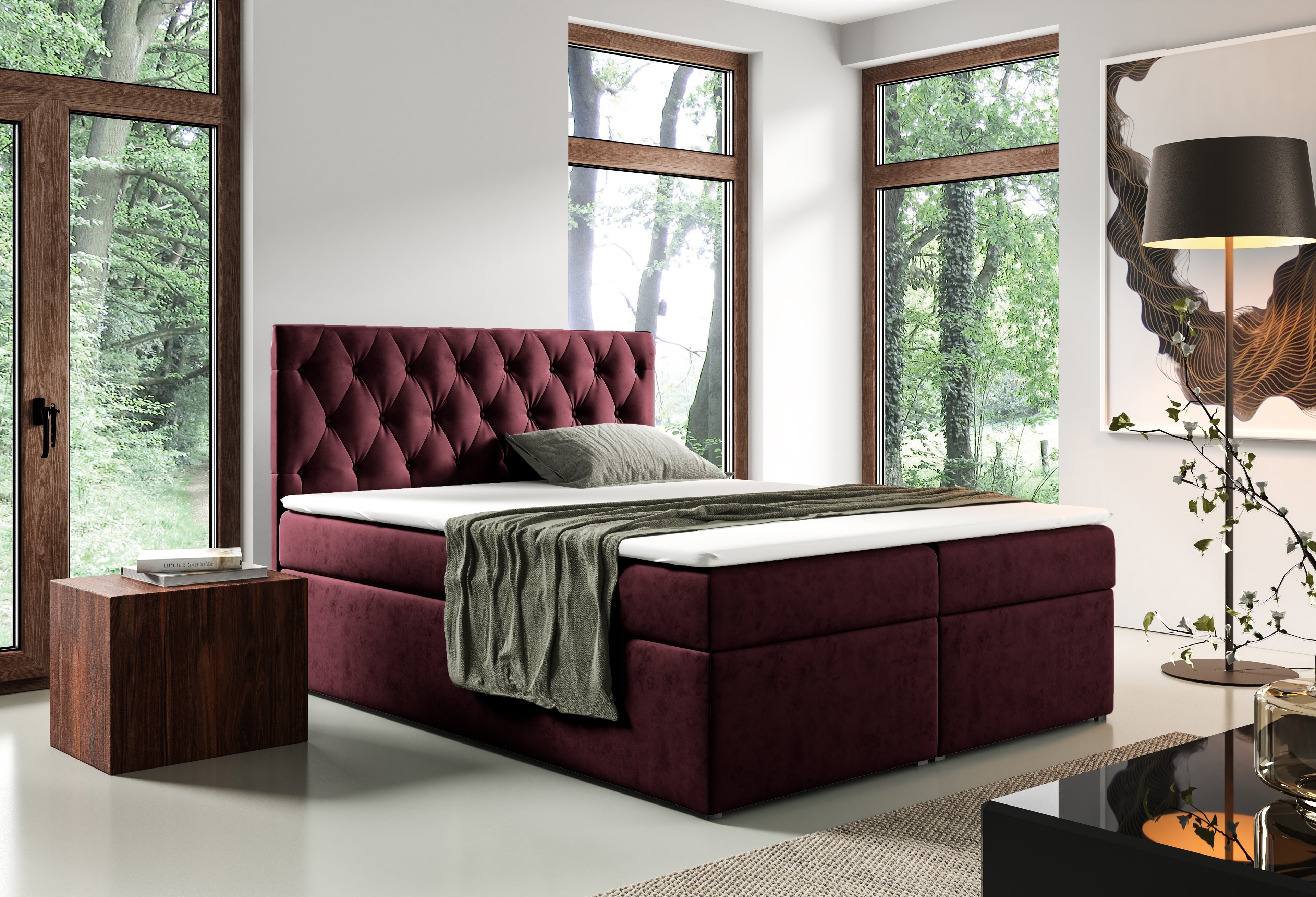 Boxspringbett T56 , mit zwei Bettkasten , Topper, Farbe und Große wählbar