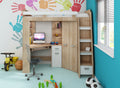 Etagenbett ANT-P mit funktionaler Treppe Rechts, Eckkleiderschrank und Schreibtisch