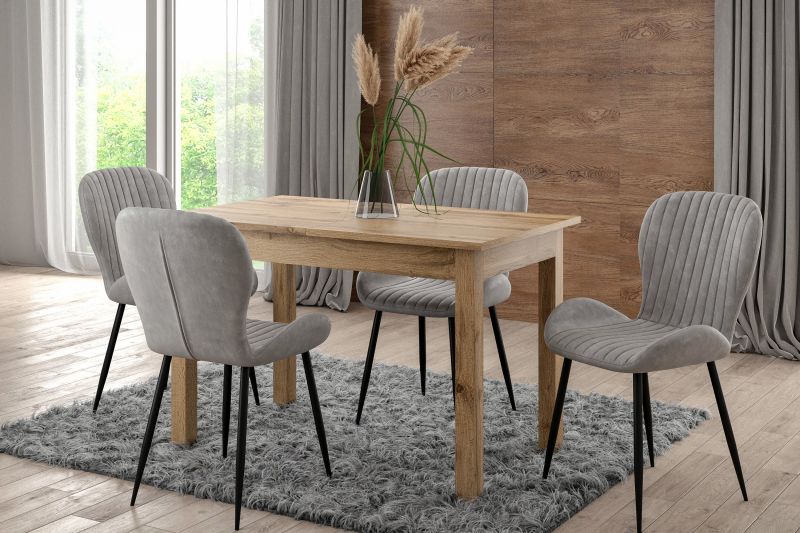 Essgruppe A13, Esszimmer Set , Esstisch-Ausziehbar mit 4 Stühlen- Farbe wählbar