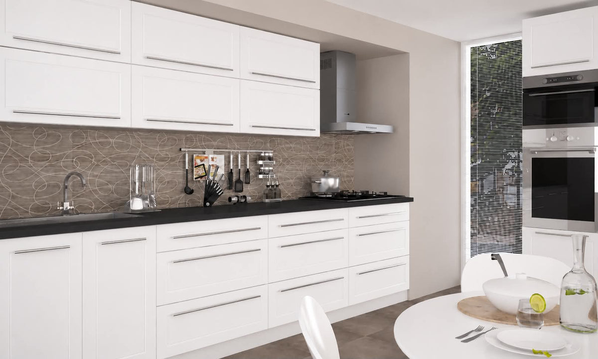 Küchenzeile QU2, 240 + 60cm, mit Arbeitsplatte, Farbe Matt, Soft Close, Farbe wählbar