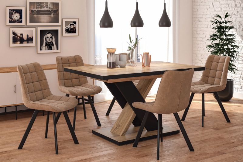 Essgruppe A30, Esszimmer Set , Esstisch (Ausziehbar) mit 5 Stühlen-Farbe wählbar