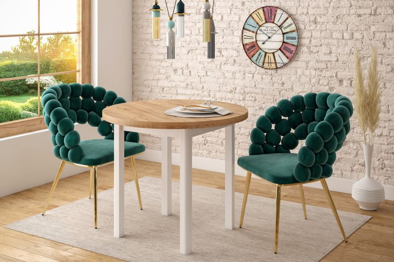 Essgruppe A92-80, Esszimmer Set , Esstisch mit 2 Stühlen- Farbe wählbar