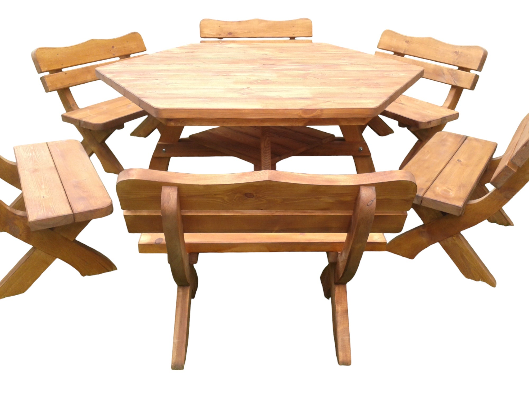 Gartenmöbel AR-12 , Holzgartenmöbel, Tisch mit 6 Bänken, Optional für 12 Personen