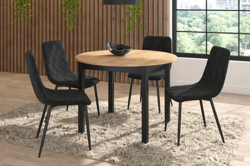 Essgruppe A71-GE, Esszimmer Set , Esstisch (Ausziehbar) mit 4 Stühlen- Farbe wählbar