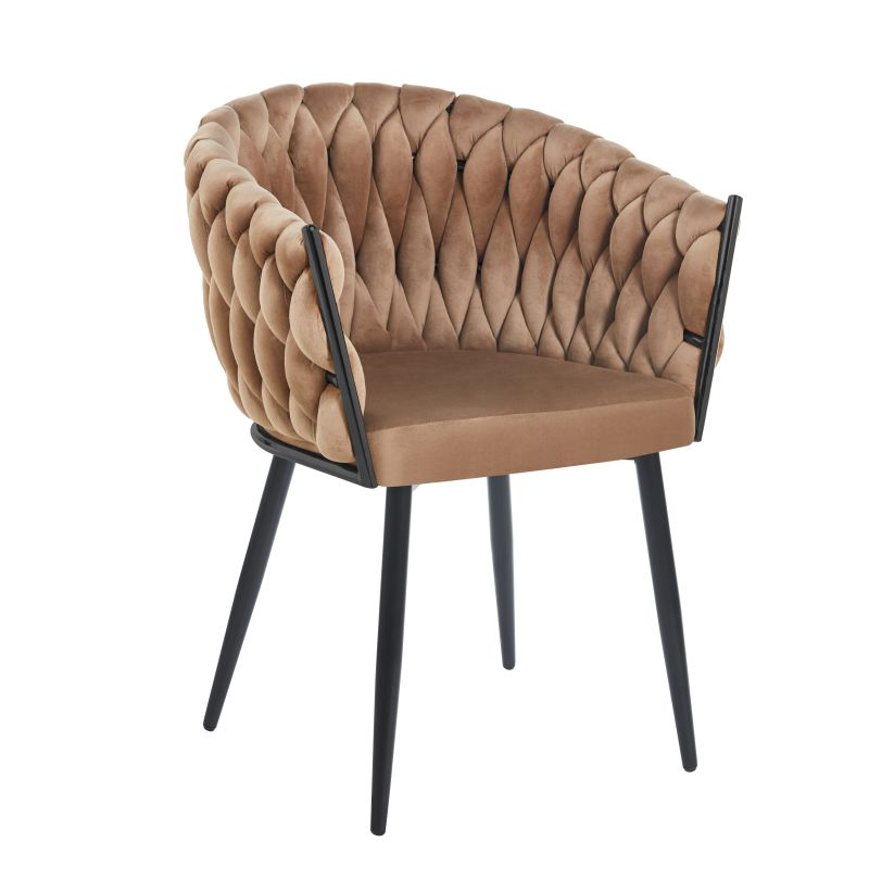 Samtbezogener, geflochtener Sessel K7B  für das Wohnzimmer, verschiedene Farben
