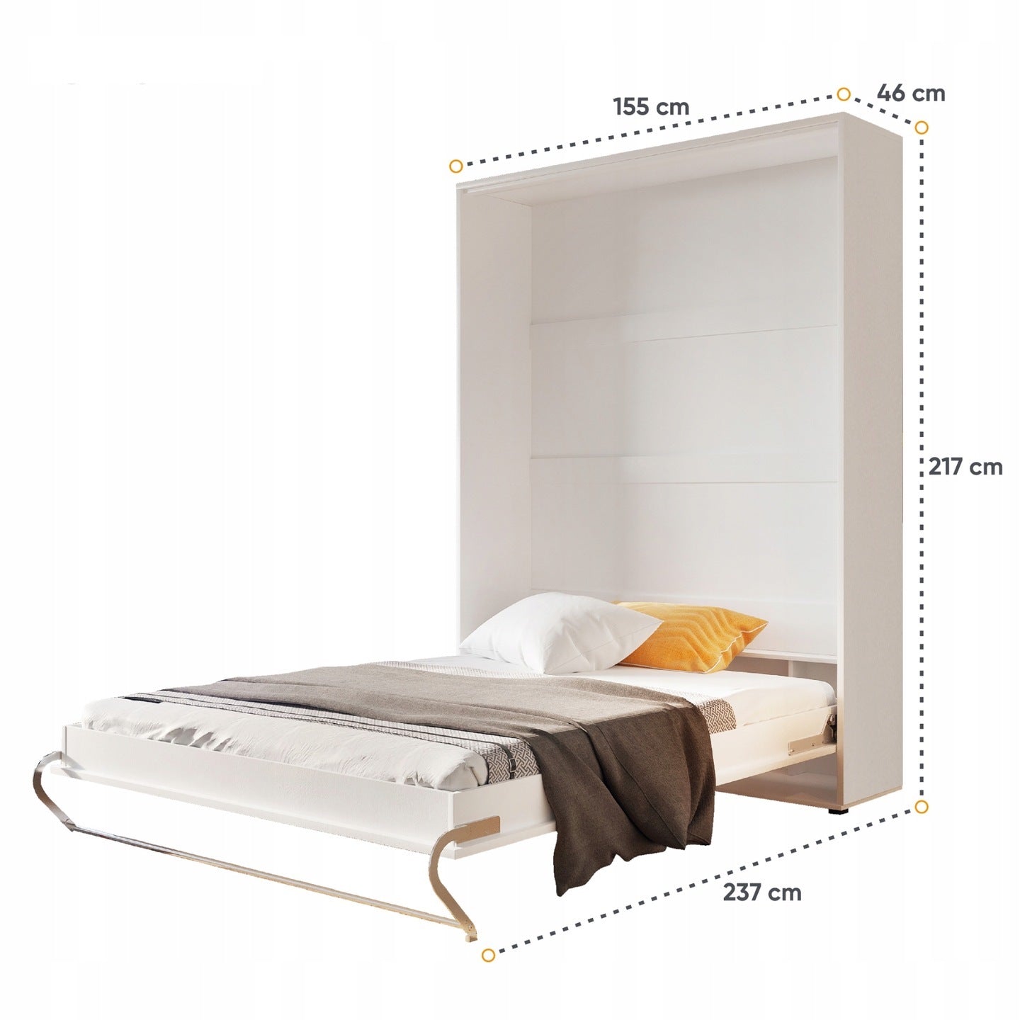 Schrankbett C01Z, Schlaffläche 140x200cm mit gepolstertem Rückenteil - Farbe wählbar