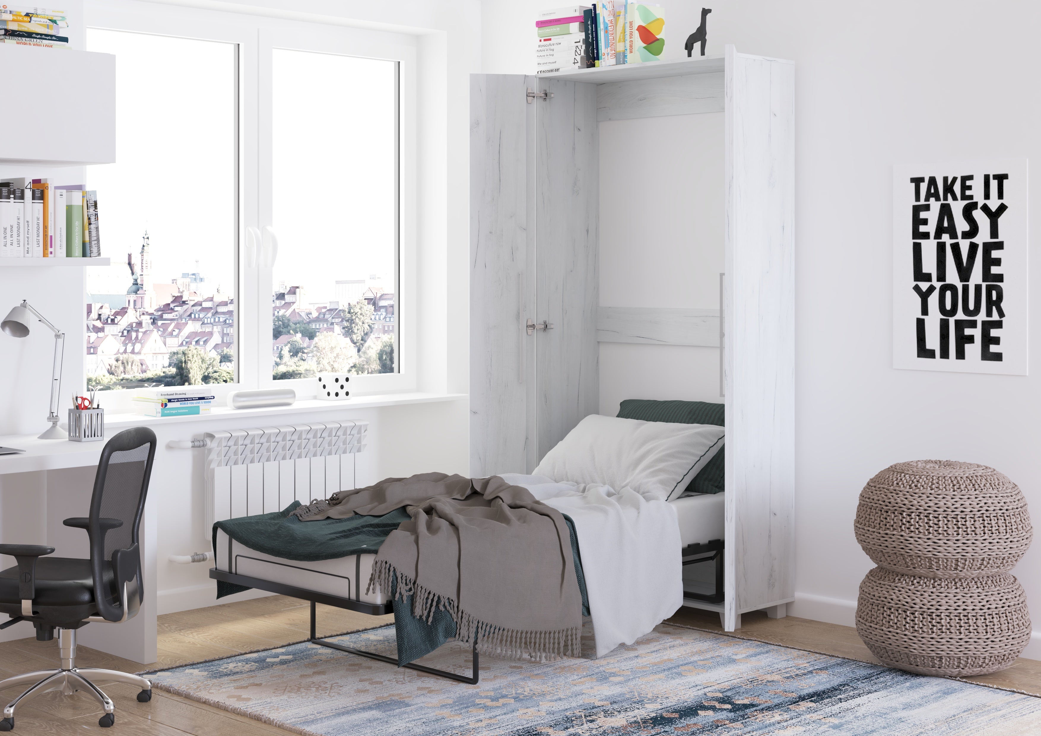 Schrankbett TED90 , Schlaffläche 90x200 cm , Farbe wählbar