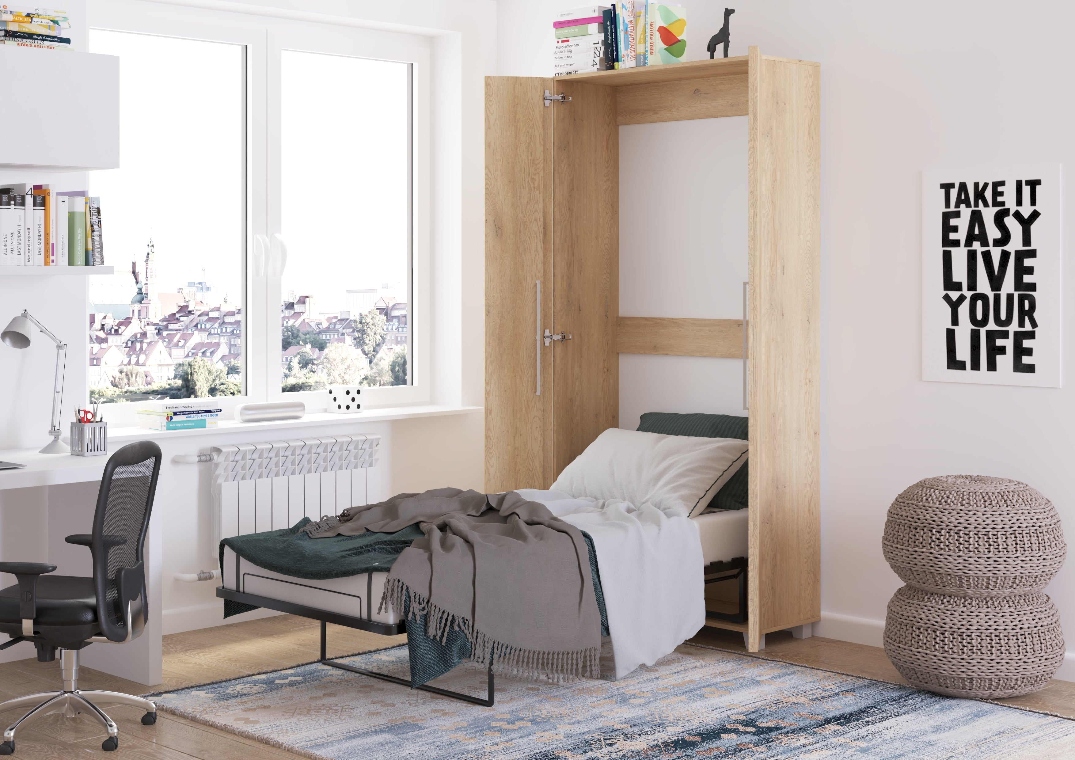 Schrankbett TED90 , Schlaffläche 90x200 cm , Farbe wählbar