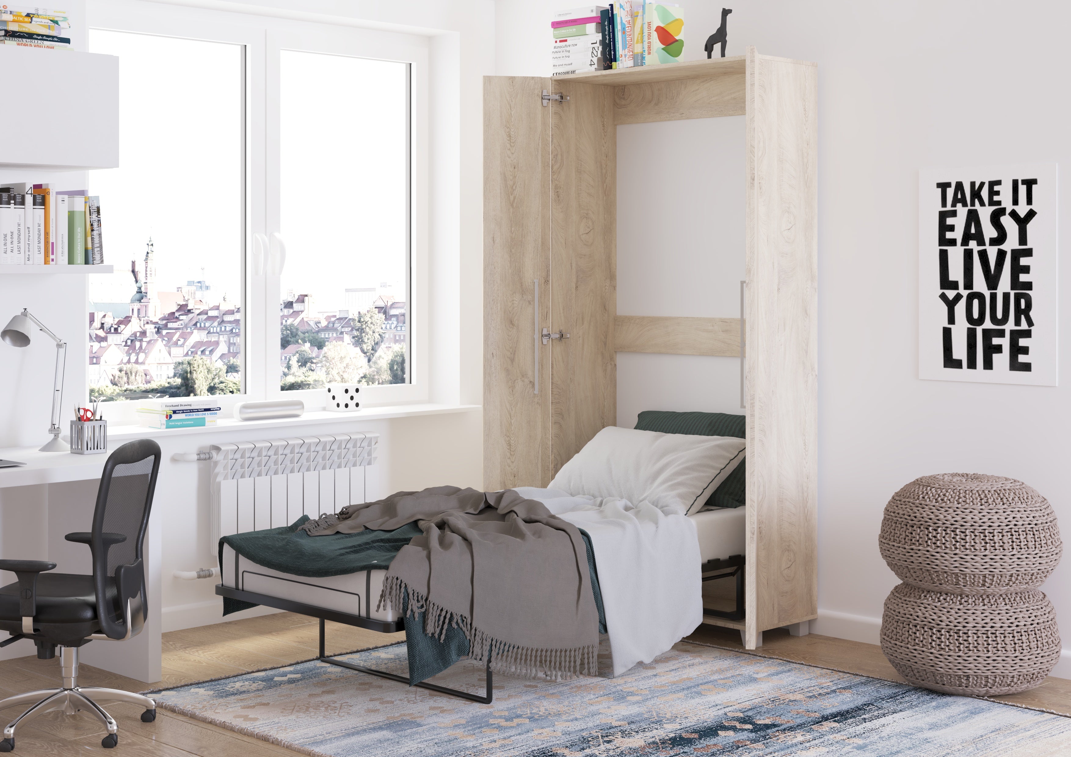 Schrankbett TED90 , Schlaffläche 90x200 cm , Farbe wählbar